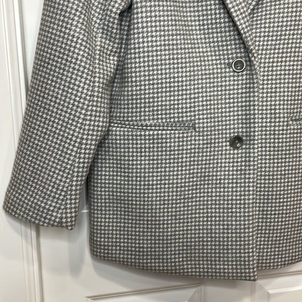 Abercrombie & Fitch Wool Blend Blazer Coat Medium Gray Houndstooth Single Breast - Picture 4 of 16